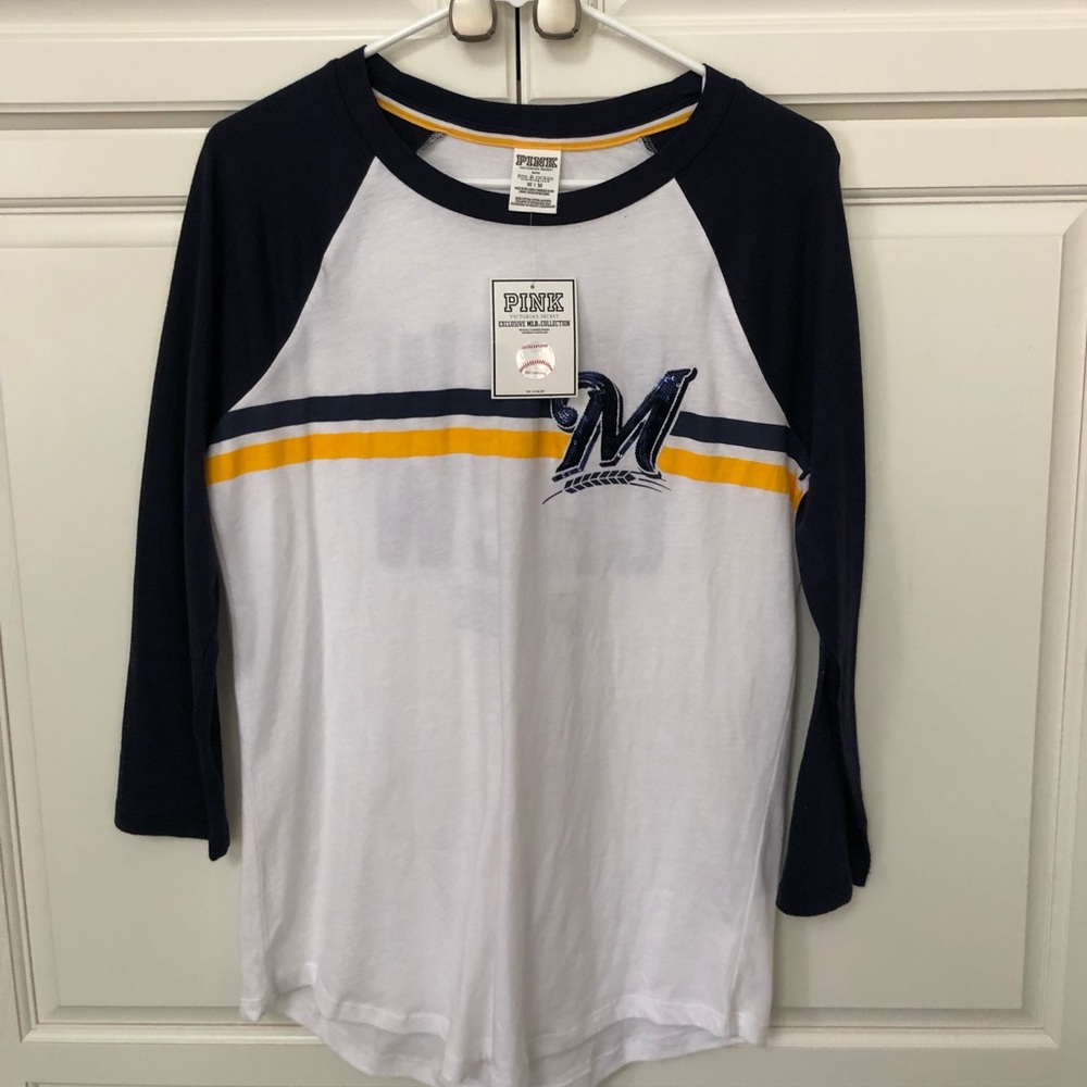 PINK White/Blue half sleeve MLB collection, size M